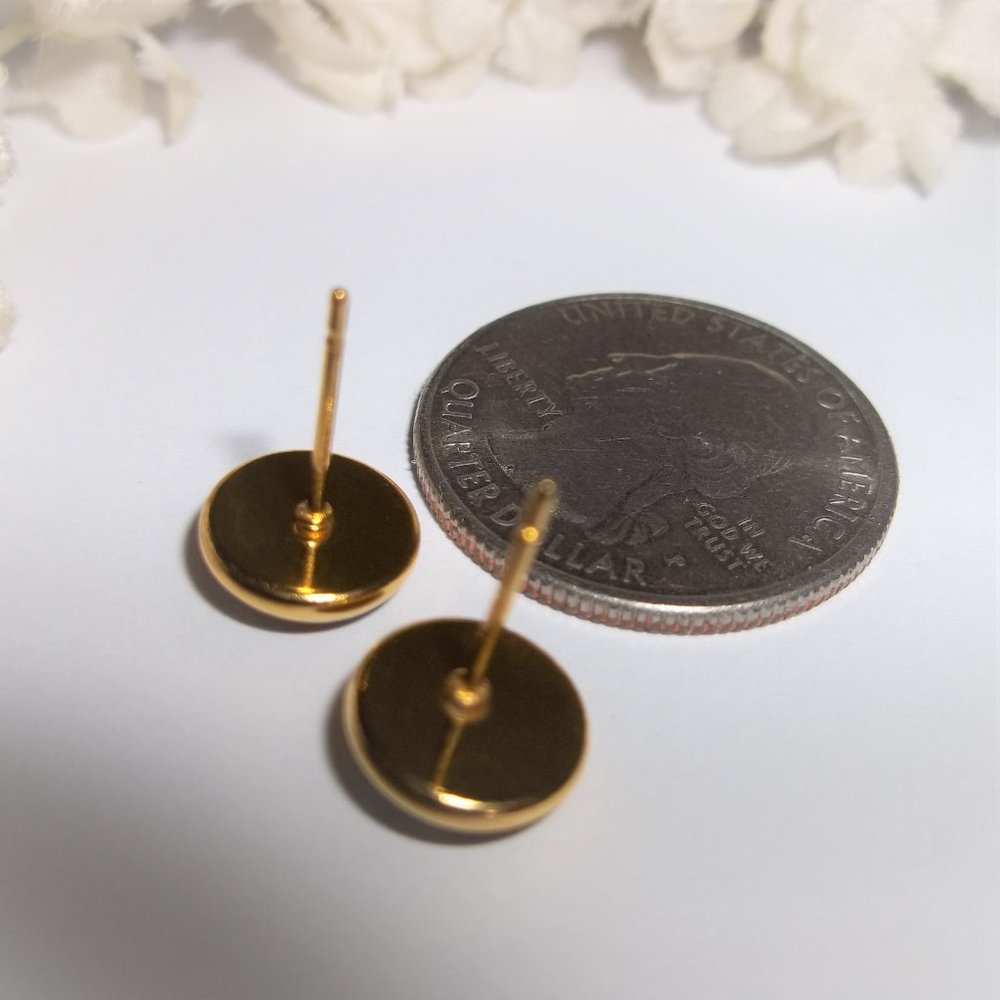 Earring Set Yellow and Gold Druzy Style Post Stud Small Minimalist Jewelry A148 - Picture 4 of 7